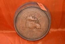 MOOSEHEAD ON TAP ADVERTISMENT BARREL TOP, MADE OF FOAM, 20" DIA