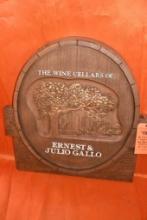 THE WINE CELLARS OF ERNEST & JULIO GALLO ADVERTISING SIGN, 28" X 22"