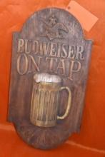 BUDWEISER ON TAP ADVERTISING SIGN, 31" X 17"