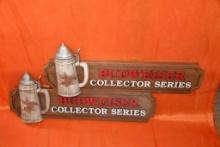 (2) BUDWEISER COLLECTOR SERIES SIGNS, 36" X 13"