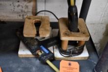 (2) ELECTRIC GLUE GUNS WITH WOOD STANDS, (1) STANLEY AND (1) SUREBONDER