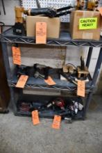 THREE SHELF PLASTIC STORAGE RACK, NO CONTENTS, 38"H x 34"W x 14" DEEP