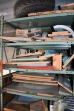 GREEN METAL SHELF UNIT, INCLUDES CONTENTS, ON TOP, MOSTLY MOLDS, 19" X 36" X 75"H