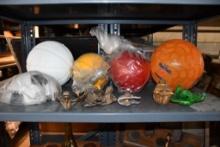 2ND SHELF: LIGHT UP BASKETBALL, RED BALL, YELLOW BALL, OTHER MISC.