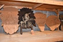(4) URETHANE WESTERN SCENES-COWBOY, INDIAN & BUFFALO, INDIAN WOMAN & HORSE, INDIAN HEADRESS,
