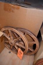 LARGE BOX FULL OF 15" DIA WAGON WHEELS