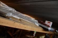 TOP SHELF: ASSORTED FORMS & SIGNS-FENCE POSTS, LEE JEANS, RESTROOM, MISC.