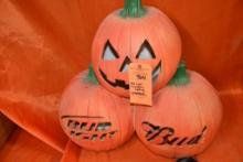 BUD LIGHT 3 PUMPKIN LIGHT UP, CRACKED