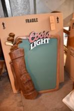 COORS LIGHT GOLF BAG CHALKBOARD W/BOX, 36"H X 25"W