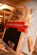 SHELF & TOP OF SECTION: ASSORTED AD SIGNS/DISPLAYS (BLACK BOARDS)