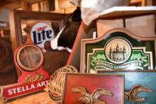 SECTION OF ASSORTED BEER & OTHER SIGNS/DISPLAYS: DOS EQUIS, COORS LIGHT, MILLER LITE, MISC.