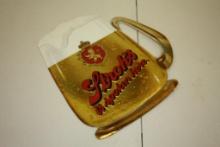 VINTAGE STROH'S IS SPOKEN HERE CARDBOARD CUT OUT, ADVERTISING SIGN 16" X 14"
