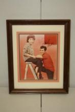 VINTAGE FRAMED AND MATTED PHOTO, AUTOGRAPHED SIGNATURES PAUL ANKA AND ANNETTE FUNICELLO