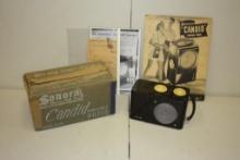 VINTAGE SONORA CANDID PORTABLE RADIO WITH BOX AND POINT OF SALE DISPLAY, KG-80
