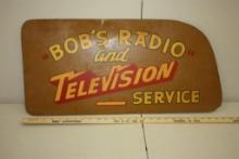 VINTAGE BOBS RADIO AND TELEVISION SERVICE SINGLE SIDED SIGN