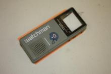 VINTAGE SONY WATCHMAN FD=10A FLAT BLACK AND WHITE HAND HELD CHICAGO BEARS TV