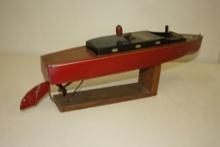 ANTIQUE SEA WORTHY BOATS FLYING YANKEE MODEL 65 WOODEN BOAT ON STAND