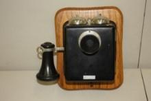 ANTIQUE FEDERAL TELEPHONE AND TELEGRAPH CO., CANDLESTICK WALL PHONE