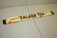 VINTAGE PORCELAIN SALADA TEA DELICIOUS FLAVOR DOOR PUSH, 32: X 3"