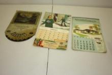 (3) VINTAGE CALENDARS, AUTO REPAIR 1940'S STANDARD SERVICE 1957, LUMBER 1950'S