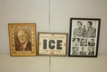 (3) FRAMED PRINTS, FIBBER MCGEE, FDR, FOX ICE AND COAL