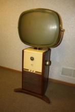 VINTAGE 1950S PHILCO PREDICTA TELEVISION SET TV, MODEL G 4654 PEDESTAL BARBER POLE MODEL MCM