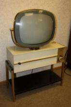 VINTAGE PHILCO PREDICTA TELEVISION SET WITH ORIGINAL TV STAND, MCM, MODEL 43