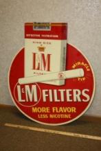 L & M FILTERS CIGARETTE ADVERTISING TIN TACKER SIGN