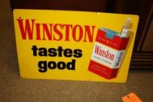 "WINSTON TASTES GOOD" CIGARETTE ADVERTISING TIN TACKER SIGN, 22" X 14"