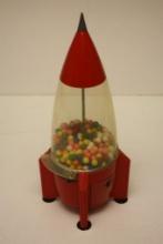 1950 VINTAGE CARLTON ROCKET GUMBALL MACHINE, ATOMIC ERA, SPACE SHIP