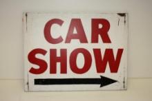 VINTAGE WOODEN CAR SHOW SIGN DOUBLE SIDED, 24" X 32"