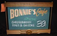 RARE COCA-COLA POSTER MENU BOARD WITH CUSTOM BONNIE'S DINER INSERT REC ROOM MAN CAVE