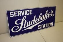 STUDEBAKER SERVICE SIGN, 30" X 13" AVANTI, PORCELAIN REPRODUCTION