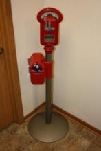 VINTAGE MILLER PARKING METER WITH CURB BOX FIRE BOX WITH STAND 51" TALL