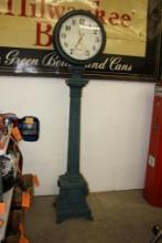 LARGE OUTDOOR CLOCK WITH ALUMINUM BASE DECORATIVE 8.5 FEET TALL 2 PIECE