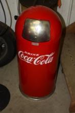 VINTAGE DRINK COCA-COLA UNITED GARBAGE CAN, MEASURES 36" TALL