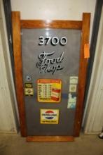VINTAGE FOOD SHOP DOOR GLASS. AUTHENTIC CHICAGO DELI WITH WOOD FRAME