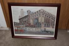 FRAMED AND MATTED JIM ANNIS NUMBERED PRINT, THAT GREEN STREET, CHICAGO, 24" X 20"