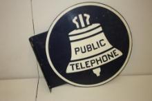 ORIGINAL PUBLIC TELEPHONE FLANGE SIGN, 18"