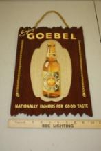 VINTAGE ENJOY GOEBEL BEER WOOD BEER SIGN, RARE, BREWSTAR ROOSTER, DETROIT MICHIGAN