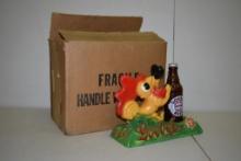 RARE VINTAGE GOEBEL BREWSTER ROOSTER BANTAM BOTTLE BEER SIGN, IN UNOPENED FACTORY BOX