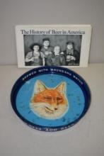 ANTIQUE FOX HEAD 400 BEER TRAY WAUKESHA WATER, 13" AND BEER BOOK