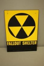 TIN FALL OUT SHELTER SIGN, BLACK AND YELLOW US CIVIL DEFENSE