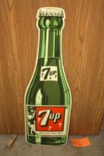 TIN 7UP ADVERTISING SIGN, 44" X 13" SODA