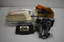 BOX WITH POLAROID COLORPACK II 250 LAND CAMERAS WITH ACCESSORIES AND BOX