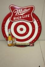 TIN HIGH LIFE TARGET SIGN, 25" X 24" BEER ADVERTISING