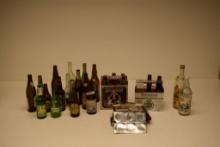 BOX WITH VINTAGE BEER BOTTLES