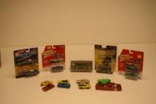 BOX WITH VARIOUS SMALL CARS; HOT WHEELS, JOHNNY LIGHTNING, ERTL, ETC.
