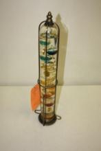 BRASS GALILEO THERMOMETER, HANGING, 23" TALL