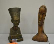 QUEEN NEFERTITI VINTAGE FIGURINES EGYPTIAN BUST WITH DAMAGE FEMALE BUST